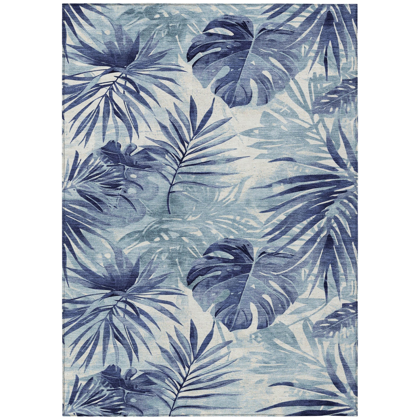 3' X 5' Blue And Ivory Floral Washable Indoor Outdoor Area Rug-8