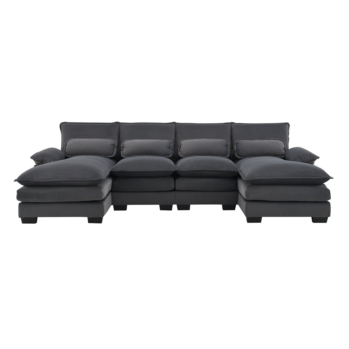 New Modern U-shaped Sectional Sofa, 6-Seat With Waist Pillows 109.8 55.9