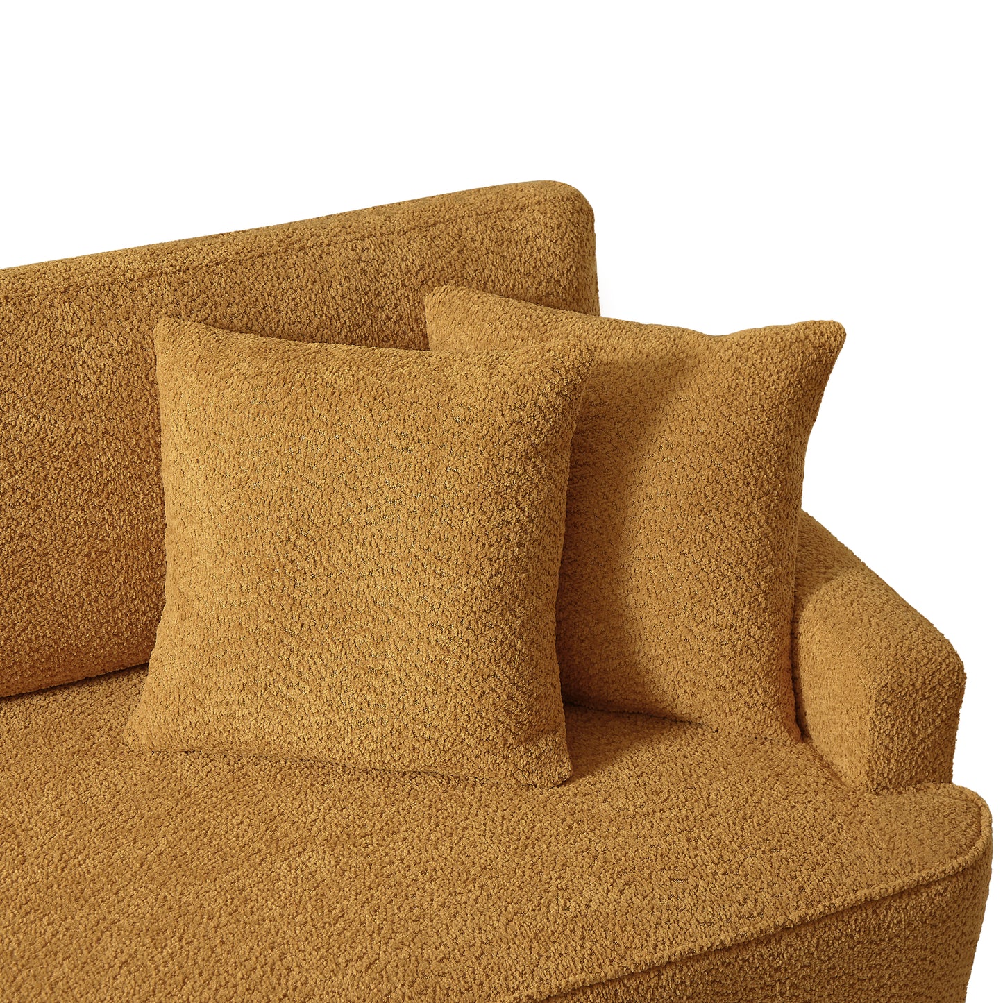 Indoor Chaise Lounge Chair With Ottoman Boucle Upholstered Chaise 2 Throw Pillows Included For Living Room Bedroom
