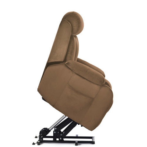Lift Chair Recliner For Elderly Power Remote Control Recliner Sofa Relax Soft Chair Anti-skid Australia Cashmere Fabric Furniture Living Room Brown