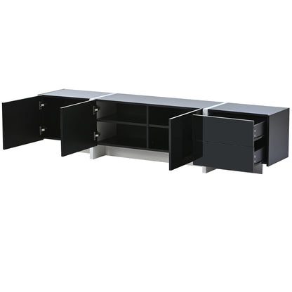 Contemporary White & Black TV Stand, Unique Style Console For TVs