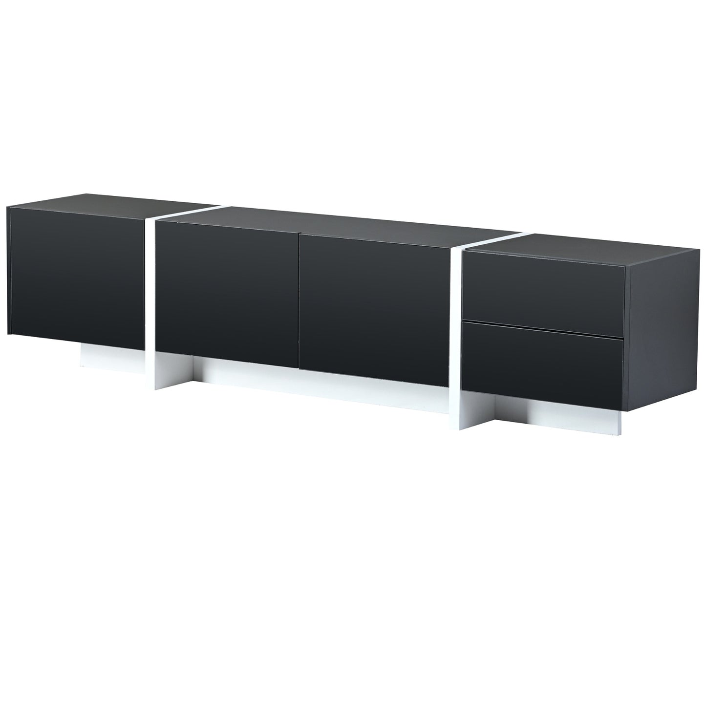 Contemporary White & Black TV Stand, Unique Style Console For TVs