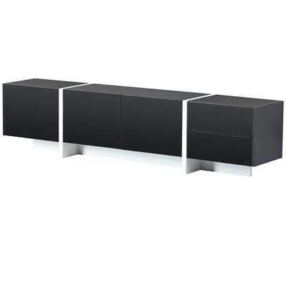 Contemporary White & Black TV Stand, Unique Style Console For TVs