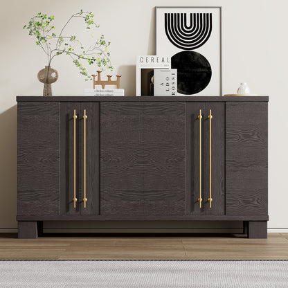 TREXM Sideboard Buffet Cabinet With Storage  Wood Sideboard With Adjustable Shelves And Gold Handles For Kitchen  Dining Room And Living Room  Taupe