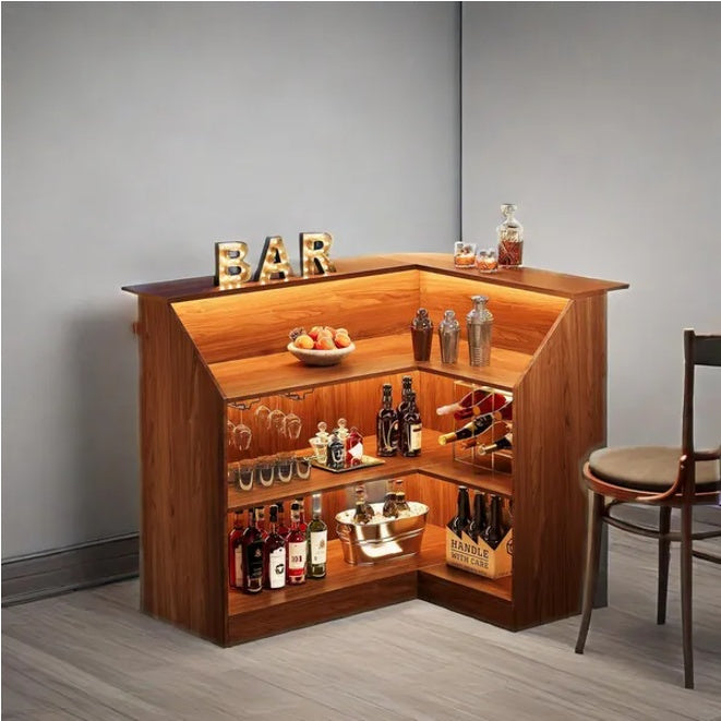 Bar Cabinet  L-Shaped Home Bar Table