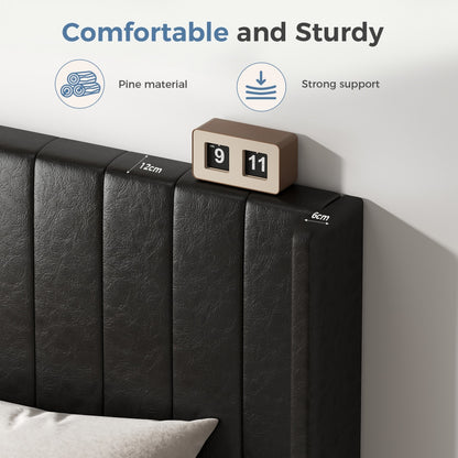 Double Bed Frame, Fabric-covered Wing-shaped Headboard And Wooden Crossbars, With A Load Capacity Of 500 Pounds, Without Box Springs