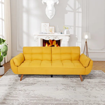 75' Flared Arm Convertible Sleeper Sofa-Yellow