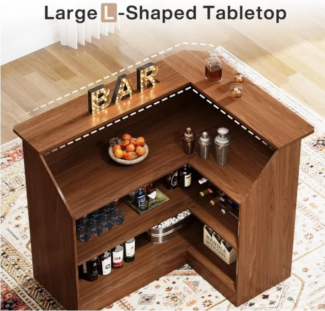 Bar Cabinet  L-Shaped Home Bar Table