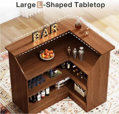 Bar Cabinet  L-Shaped Home Bar Table