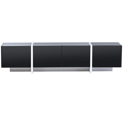 Contemporary White & Black TV Stand, Unique Style Console For TVs