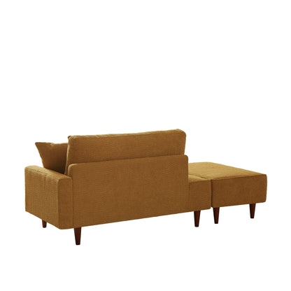 Indoor Chaise Lounge Chair With Ottoman Boucle Upholstered Chaise 2 Throw Pillows Included For Living Room Bedroom