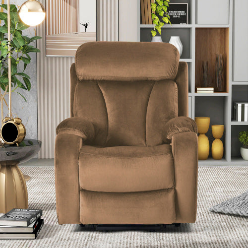 Lift Chair Recliner For Elderly Power Remote Control Recliner Sofa Relax Soft Chair Anti-skid Australia Cashmere Fabric Furniture Living Room  Brown