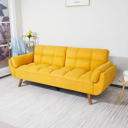 75' Flared Arm Convertible Sleeper Sofa-Yellow