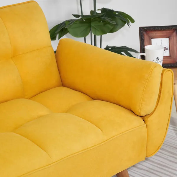 75' Flared Arm Convertible Sleeper Sofa-Yellow