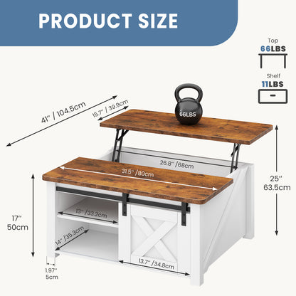 Coffee Table, Central Dining Table With A Height-adjustable Platform, Wooden Central Coffee Table With Storage Function And Adjustable Shelves