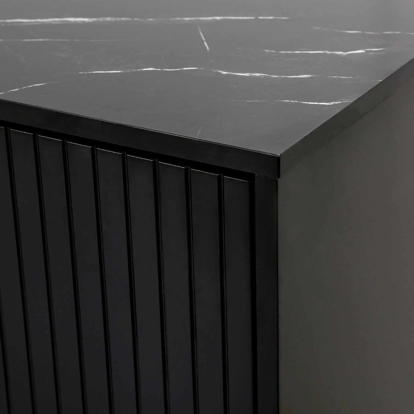 TREXM Modern Sideboard 4 Doors, Metal Handles & Legs, Adjustable Shelves Cabinet