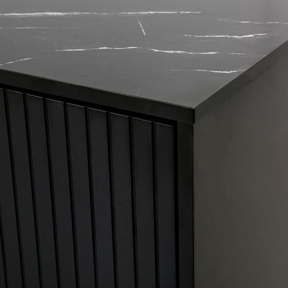 TREXM Modern Sideboard 4 Doors, Metal Handles & Legs, Adjustable Shelves Cabinet