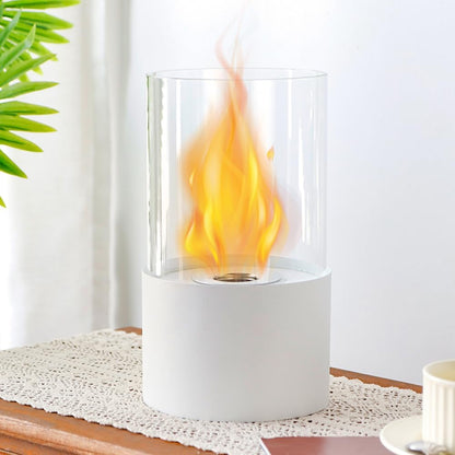JHY DESIGN Tabletop Fire Bowl 29cm H – Bio Ethanol, Ventless, Cylindrical Glass, Indoor/Outdoor-5