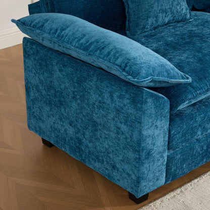Wider Armrest 3 Seats Ottoman Is Not Included, Modern Sectional Couch, For Living Room Bedroom And Apartment, Comfy Double Layer Upholstered Seat Cushion, Breathable Chenille Fabric,Blue,SW5044BL