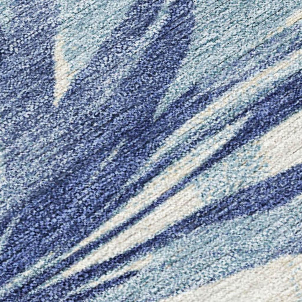 3' X 5' Blue And Ivory Floral Washable Indoor Outdoor Area Rug-2