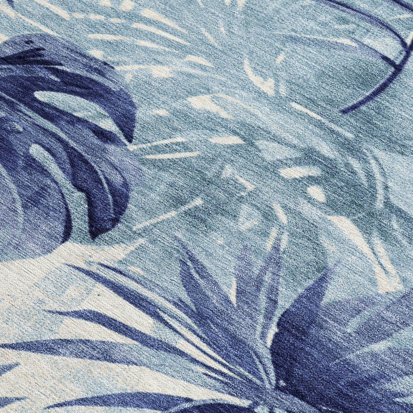 3' X 5' Blue And Ivory Floral Washable Indoor Outdoor Area Rug-3