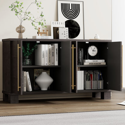 TREXM Sideboard Buffet Cabinet With Storage  Wood Sideboard With Adjustable Shelves And Gold Handles For Kitchen  Dining Room And Living Room  Taupe
