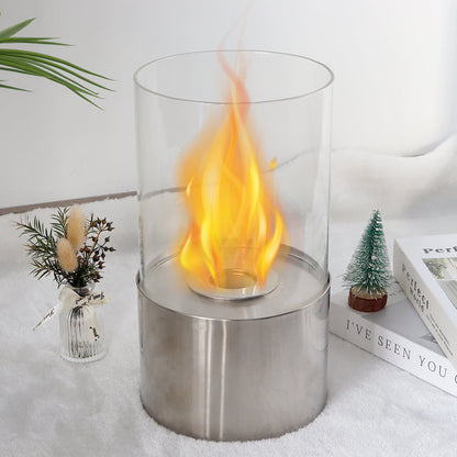 JHY DESIGN Tabletop Fire Bowl 29cm H – Bio Ethanol, Ventless, Cylindrical Glass, Indoor/Outdoor-2