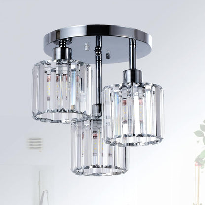 Semi Flush Mount Ceiling,3-Light Kitchen Mount,Hallway Light Fixtures Ceiling With Clear Crystal Sha
