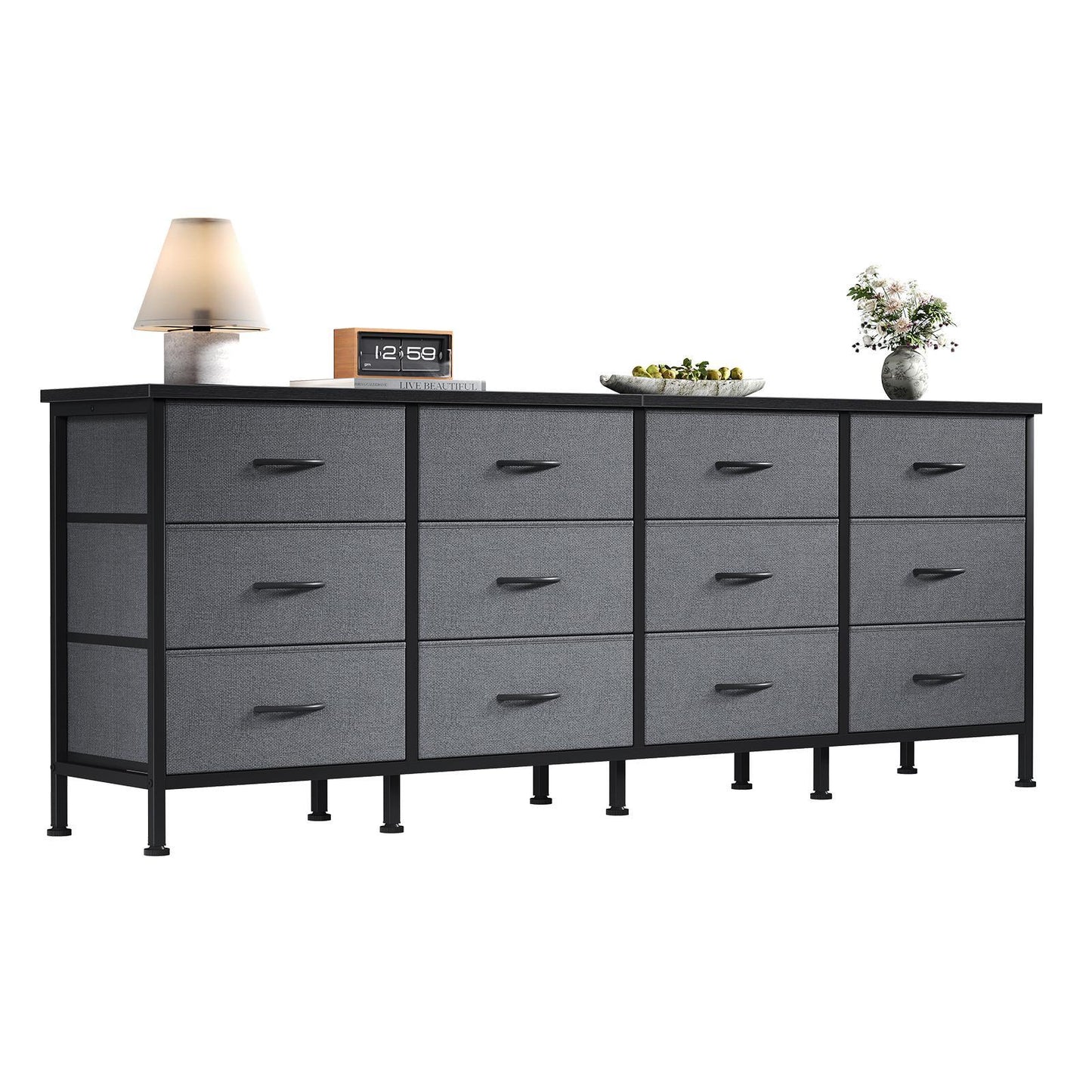 The TV Cabinet Has Storage Function. The Dressing Table Has 12 Drawers. The Media Control Table With Metal Frame And Adjustable Feet.