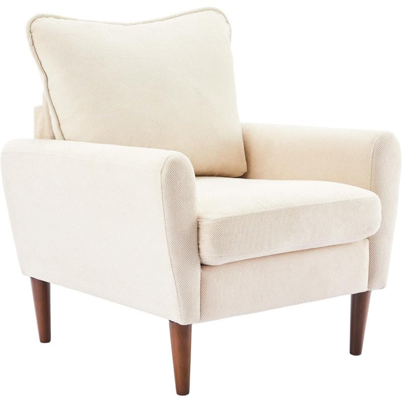 A Reading Chair With Cushioned Seat And Wooden Legs, Along With A Wide Single-person Modern Leisure Sofa