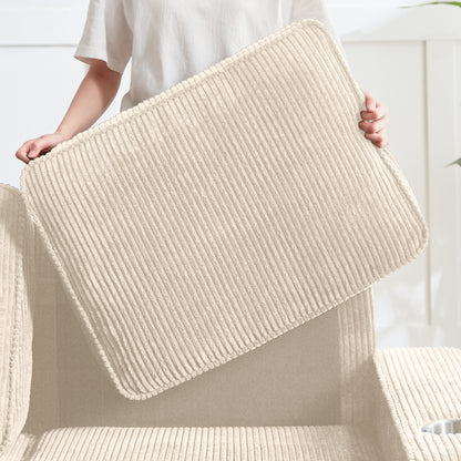 83.86 Corduroy Fabric Sofa,Modern Compressed Couch,3-Seater Sofa, Furniture For Living Room,Bedroom,office ,Beige