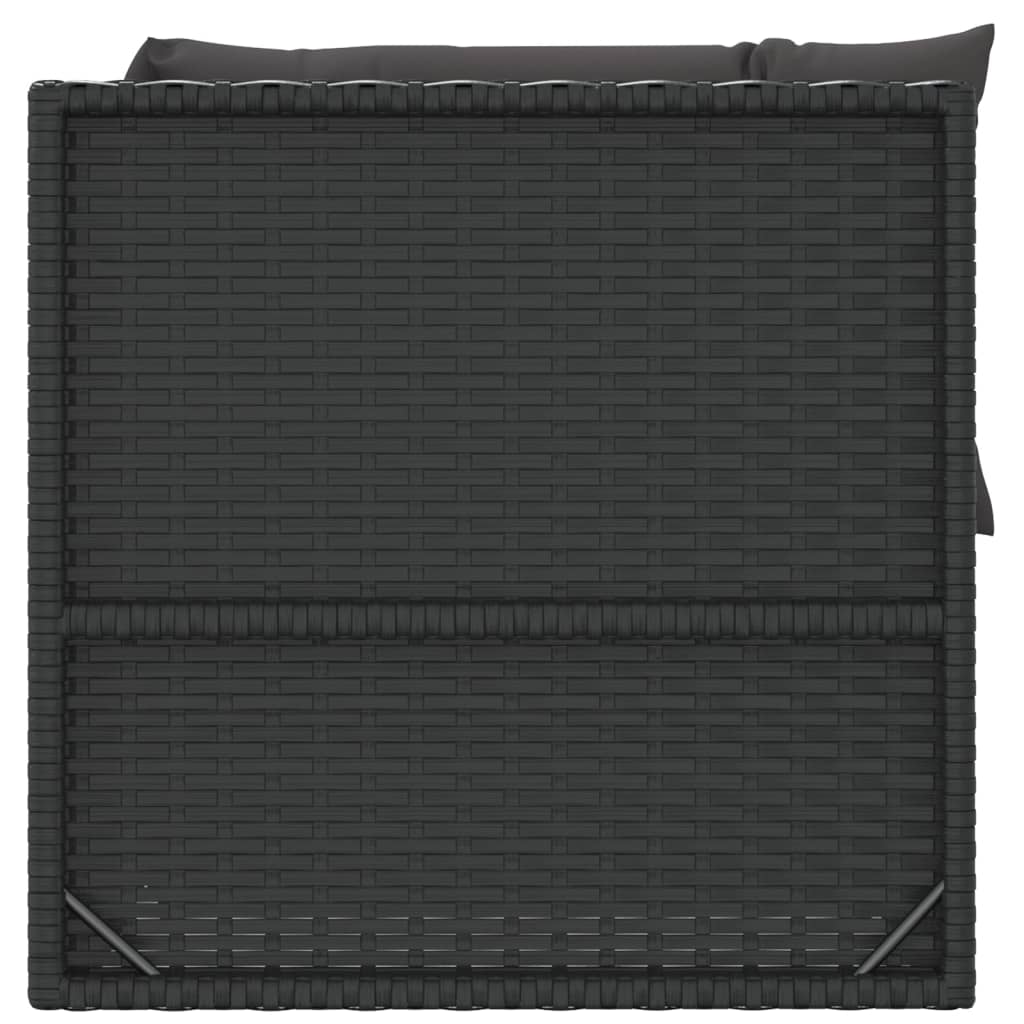 vidaXL 4 Piece Patio Lounge Set with Cushions Black Poly Rattan-3