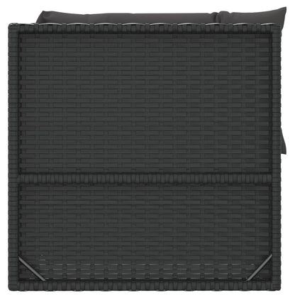 vidaXL 4 Piece Patio Lounge Set with Cushions Black Poly Rattan-3