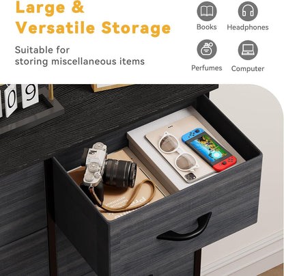 Dresser with 8 Drawers - Fabric Storage Tower, Organizer Unit for Bedroom, Hallway, Closets - Sturdy Steel Frame, Wooden Top & Easy Pull Fabric Bins