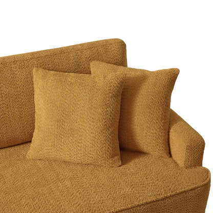 Indoor Chaise Lounge Chair With Ottoman Boucle Upholstered Chaise 2 Throw Pillows Included For Living Room Bedroom