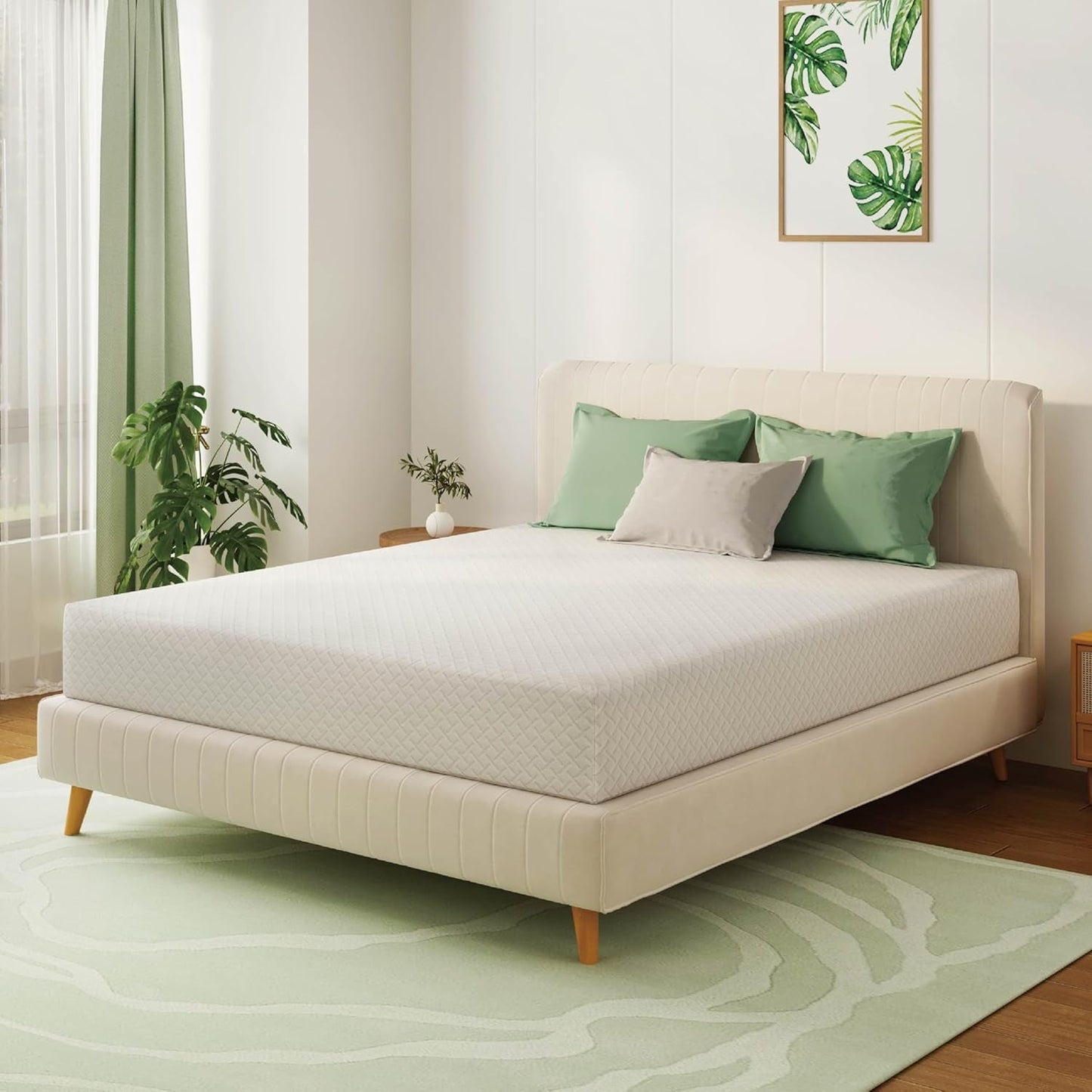 Queen 10 Inch Green Tea Memory Foam Mattress Comfort