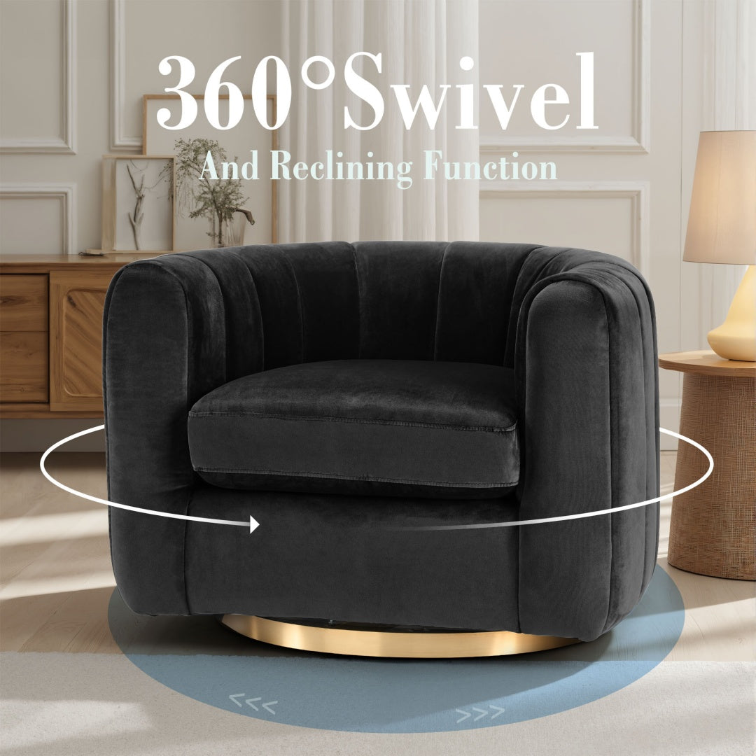A Single-seat Rotary Sofa Upholstered In Velvet Fabric