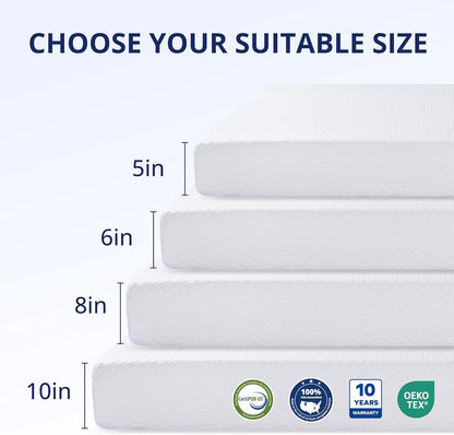 Queen 10 Inch Green Tea Memory Foam Mattress Comfort
