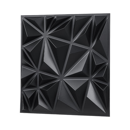 3D Wall Panels, 33-Pack 11.81 X 11.81 In PVC Modern Art Minimalist Diamond Tiles, 32 Sq.Ft Coverage Accent Wall Panel, Interior Home Decor For Ceiling, Bedroom, Living & Gaming Room, Matte Black