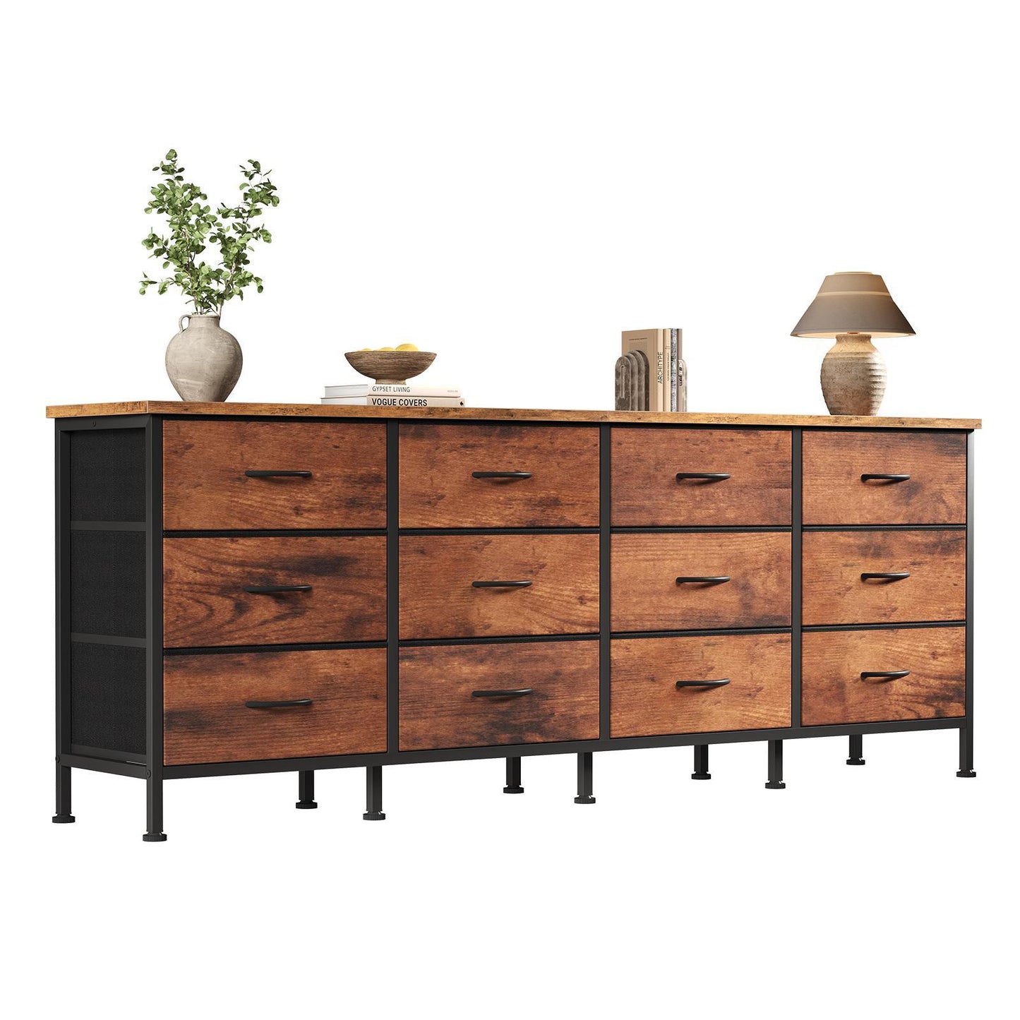 The TV Cabinet Has Storage Function. The Dressing Table Has 12 Drawers. The Media Control Table With Metal Frame And Adjustable Feet.