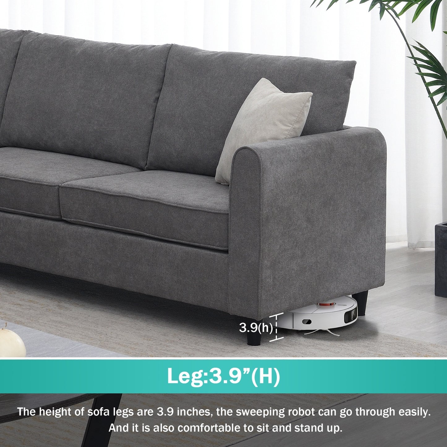 New 91 91  Modern L-Shape Sectional Sofa  Upholstered Living Room Couch