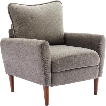 A Reading Chair With Cushioned Seat And Wooden Legs, Along With A Wide Single-person Modern Leisure Sofa