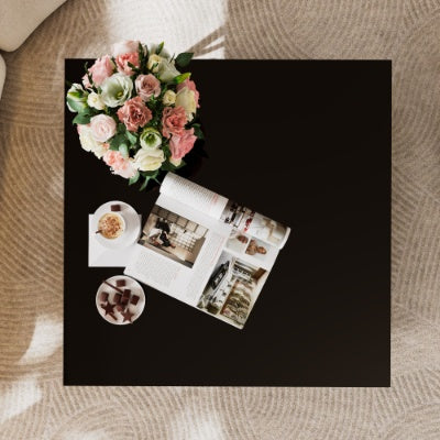 Square Glass Coffee Table In 33.5 ,Luxurious Geometric Metal Frame,Gold Finish  Lower Shelf