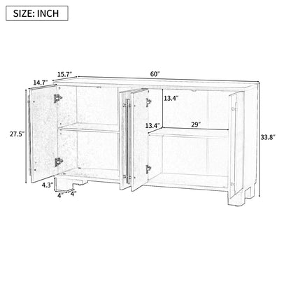 TREXM Sideboard Buffet Cabinet With Storage  Wood Sideboard With Adjustable Shelves And Gold Handles For Kitchen  Dining Room And Living Room  Taupe